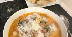 Creamy Tomato Tortellini Soup with Sausage and Kale