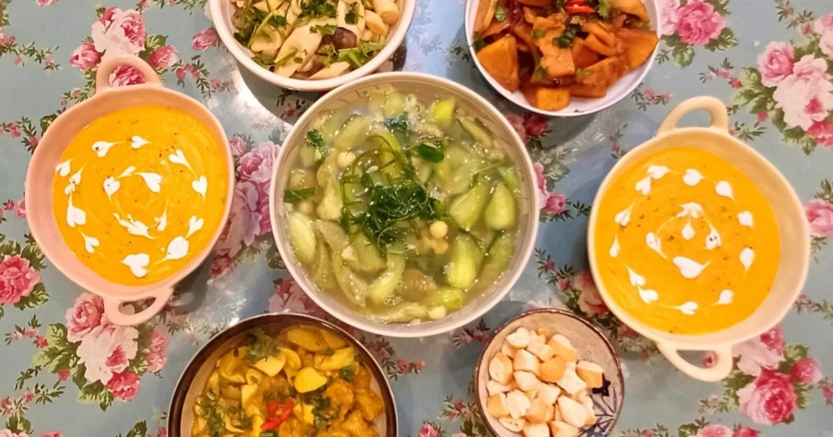 Mâm cơm chay gia đình với 5 món thanh đạm, đủ vị